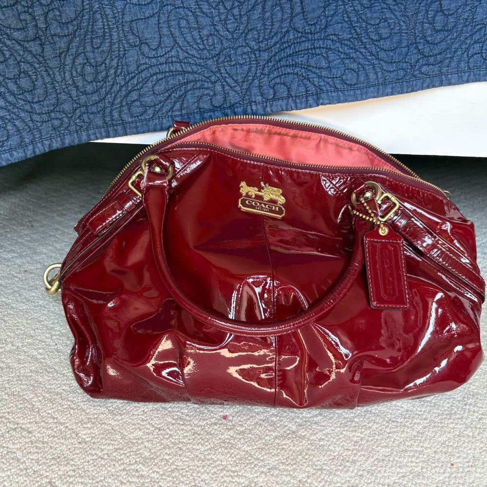 Coach Madison Sophia in Red Patent Leather